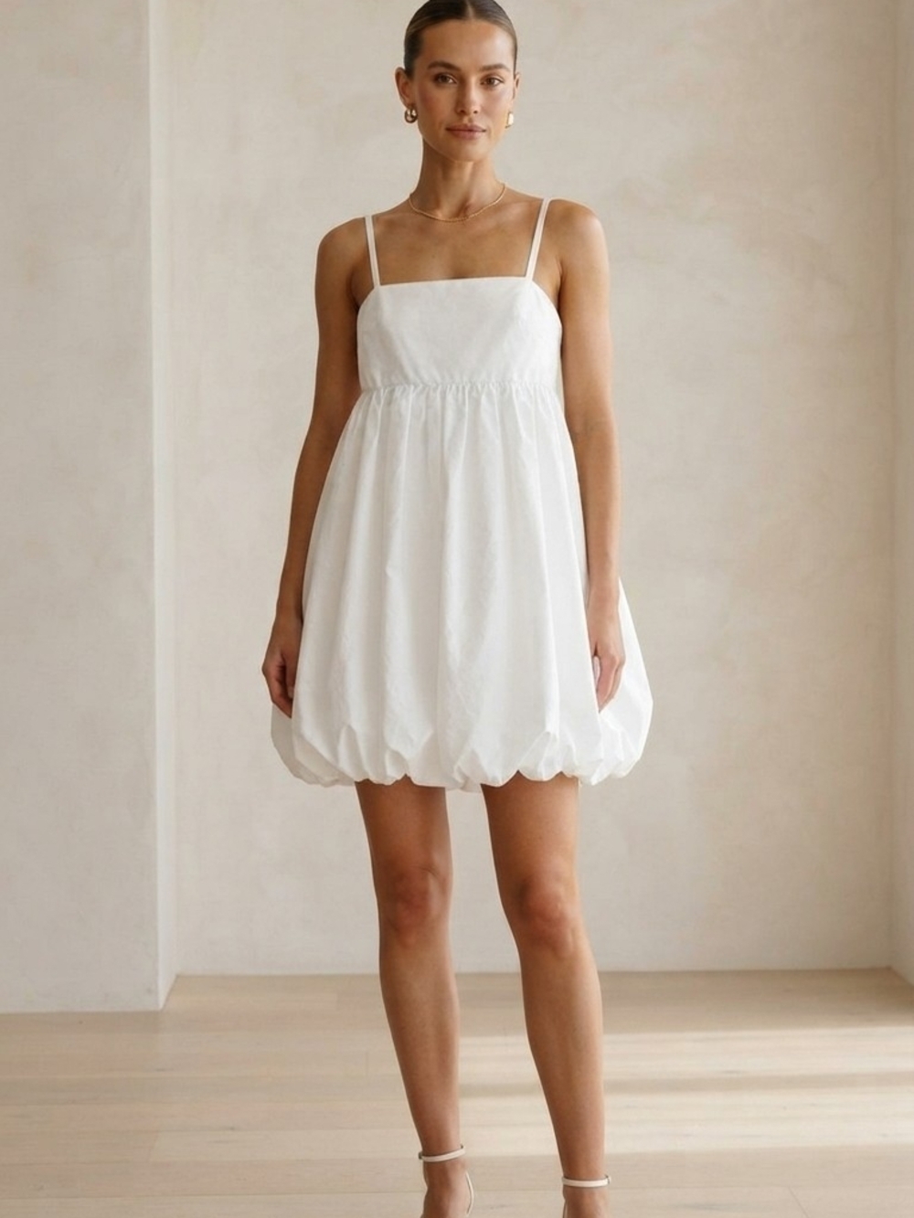Sunday Best White Smocked Mini Dress – Size XS – 100% Cotton